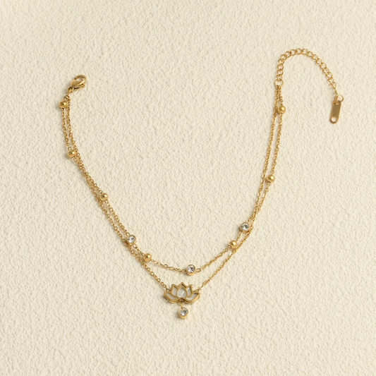 Chaîne de cheville Lotus blanc