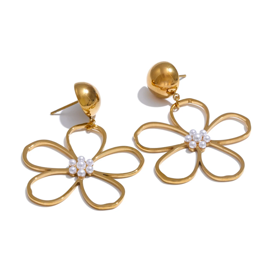 Boucles d'oreilles Fleur/perles