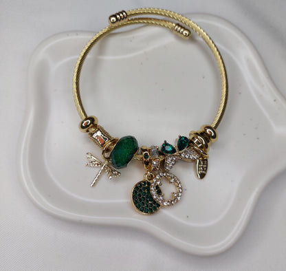 Bracelet charm's Gold & Green