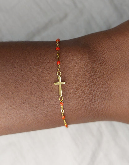 Bracelet Croix - Rouge