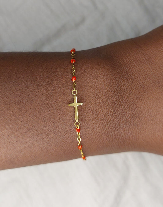 Bracelet Croix - Rouge