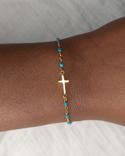 Bracelet Croix - Bleu turquoise