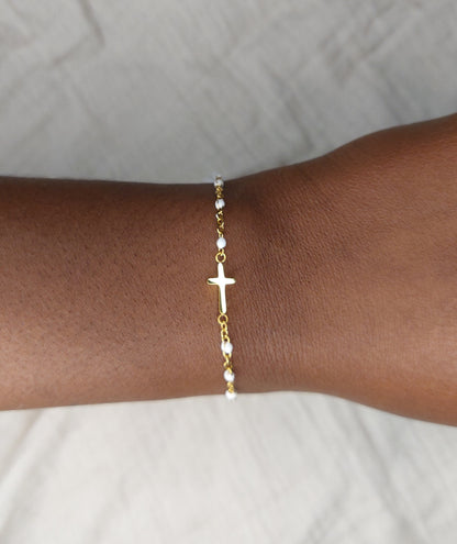 Bracelet Croix - Blanc