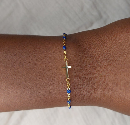 Bracelet Croix - Bleu roi