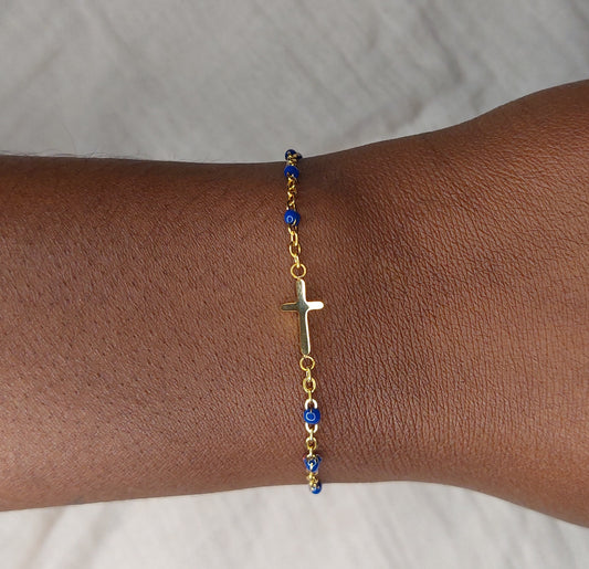 Bracelet Croix - Bleu roi