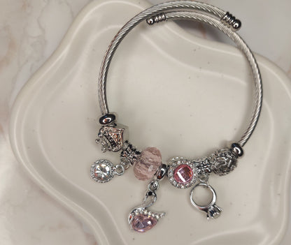 Bracelet charms silver & Pink
