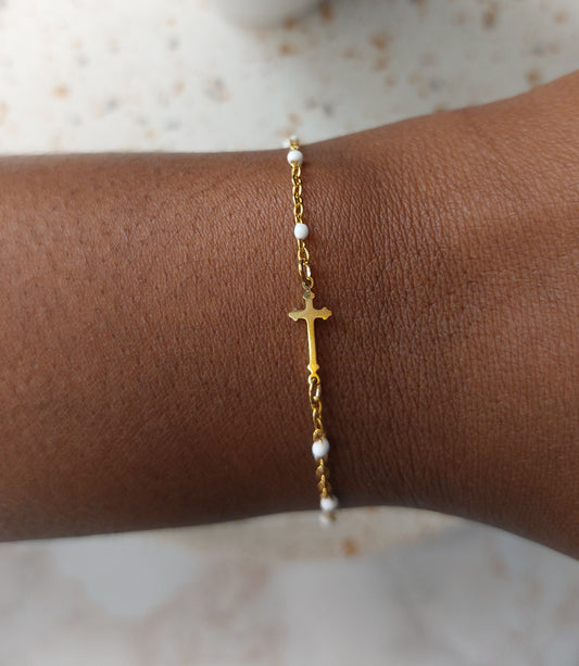 Bracelet croix Gold & White