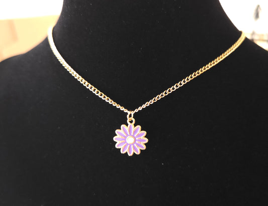Collier marguerite mauve - Fillettes/ados