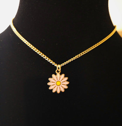 Collier marguerite rose pâle - Fillettes/ados