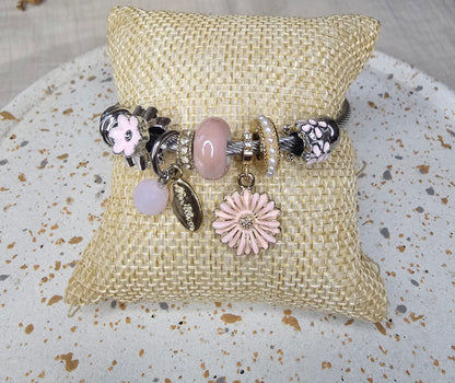 Bracelet charm's Flowers rose