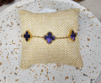 Bracelet trèfle mauve