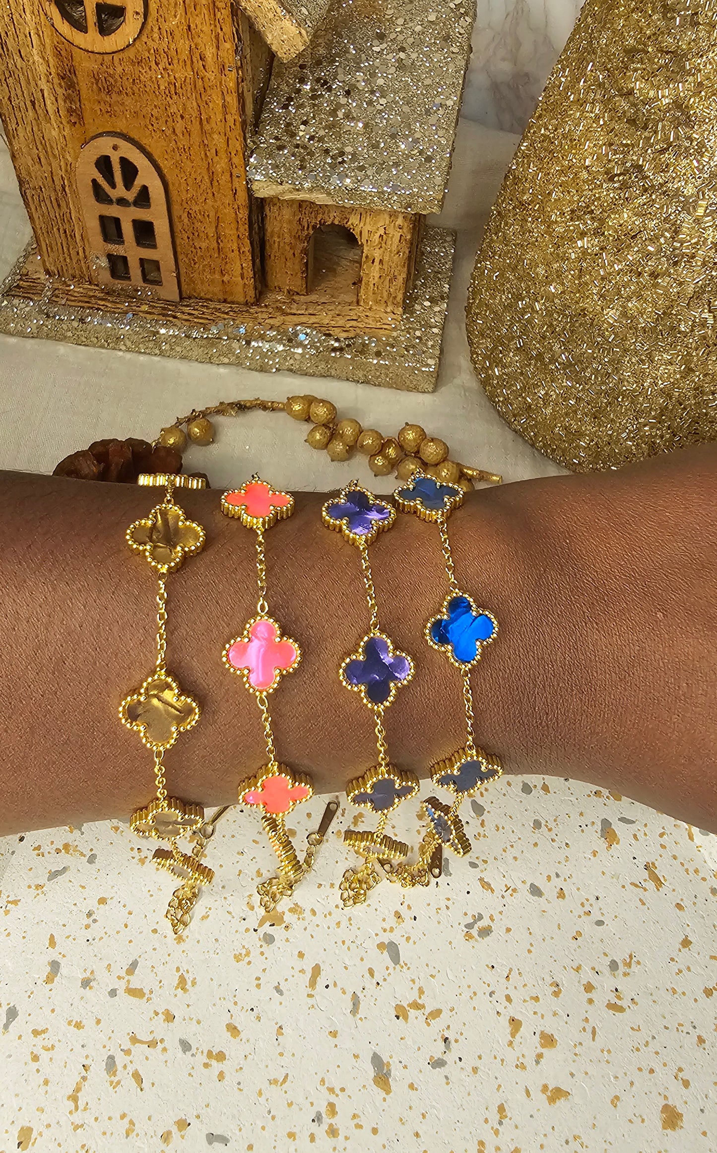 Bracelet trèfle marron