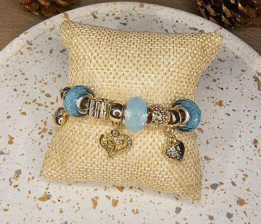 Bracelet charm's gold&blue 3