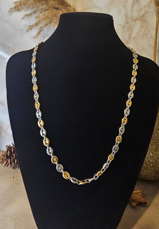 Collier graine de café bicolore - homme