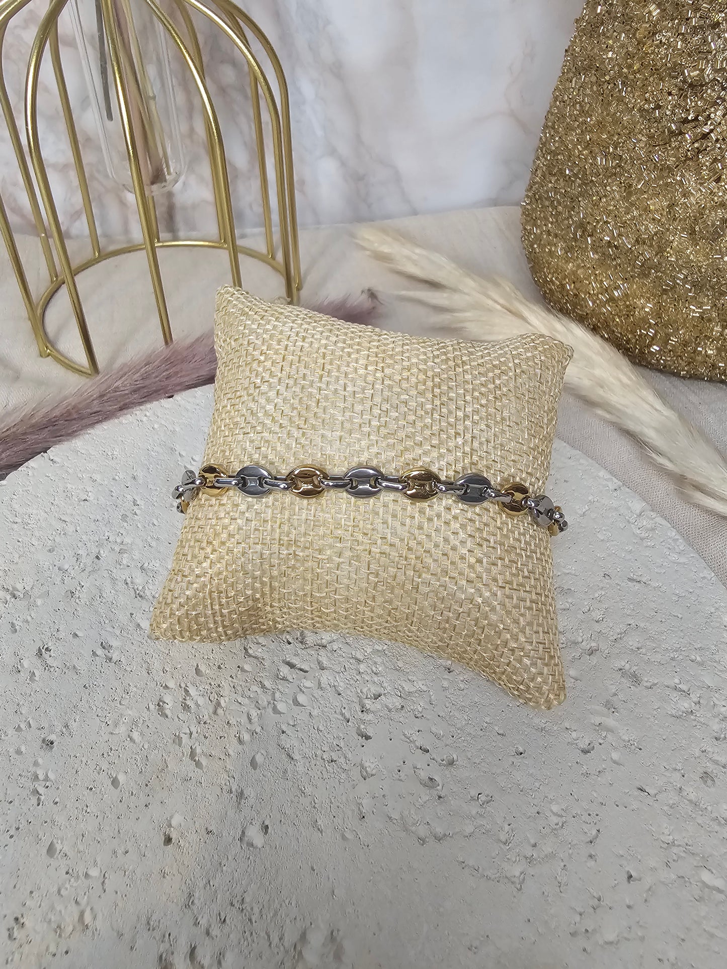 Bracelet graine de café mixte - bicolore