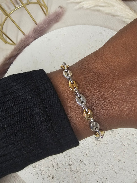 Bracelet graine de café mixte - bicolore