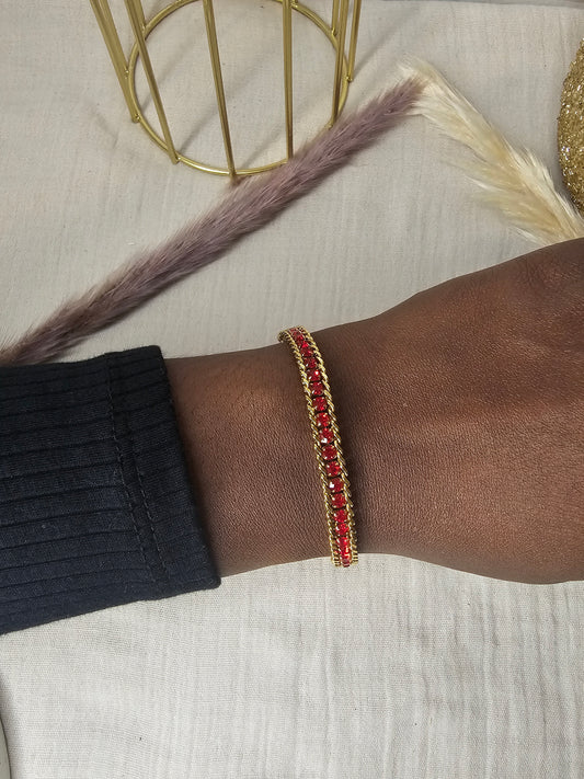 Bracelet scintillant rouge/gold