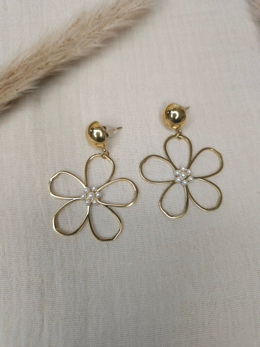 Boucles d'oreilles Fleur/perles