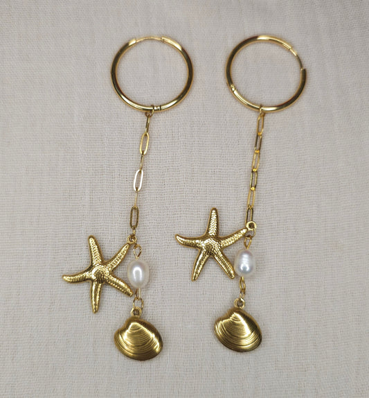 Boucles d'oreilles pendantes mer