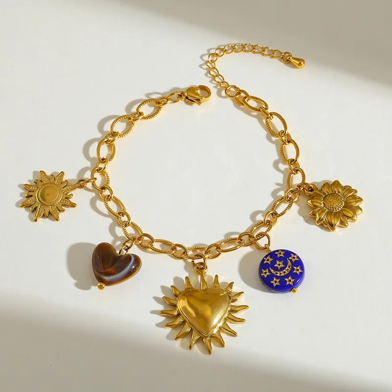 Bracelet à breloque Floral et cœur