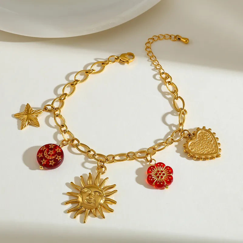 Bracelet à breloque Soleil et Floral