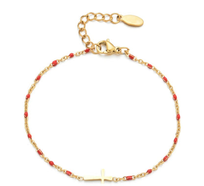 Bracelet Croix - Rouge