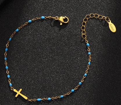 Bracelet Croix - Bleu turquoise