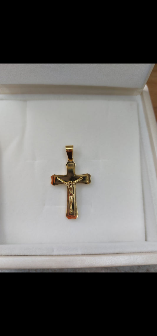 Croix plaque or et acier inoxydable