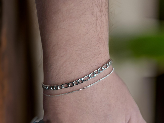 Bracelet maillon argenté ( 2 bracelets ) - Unisexe