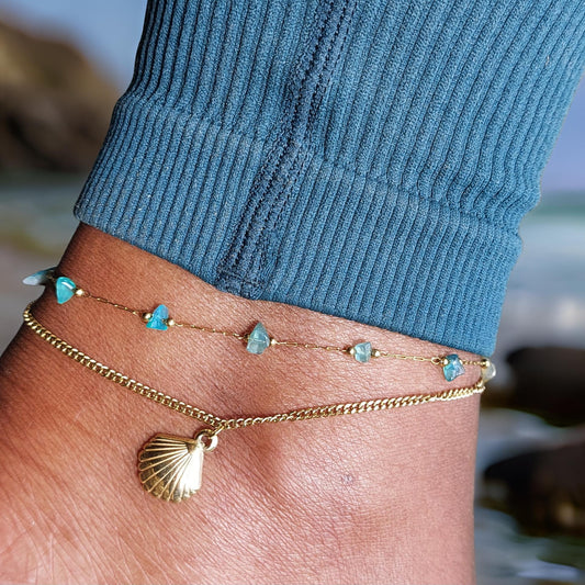 Chaine de cheville COQUILLAGE plaqué OR 18K