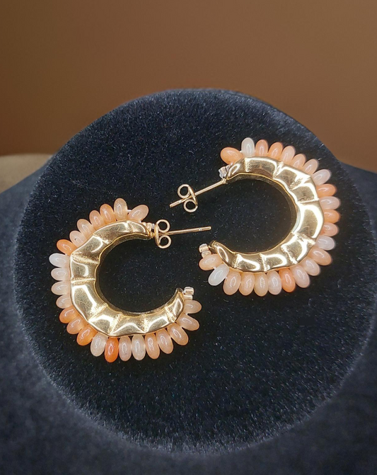 Boucle d'oreilles en AGATHE - plaqué or 18k