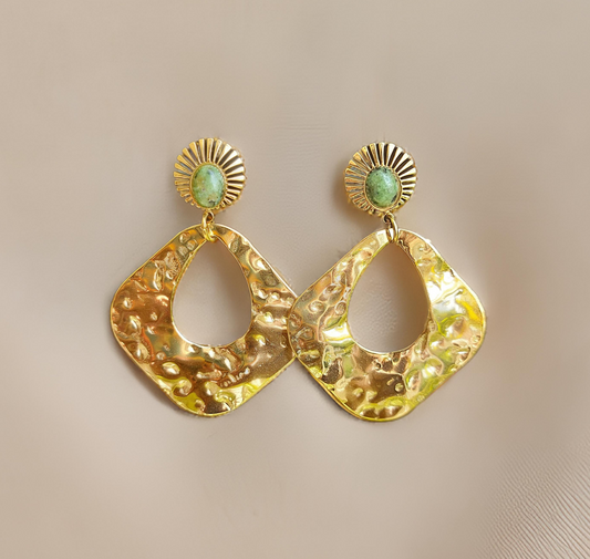 Boucle d'oreilles en JADE - plaqué or 18k