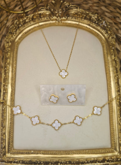 Parure trèfle blanc 2