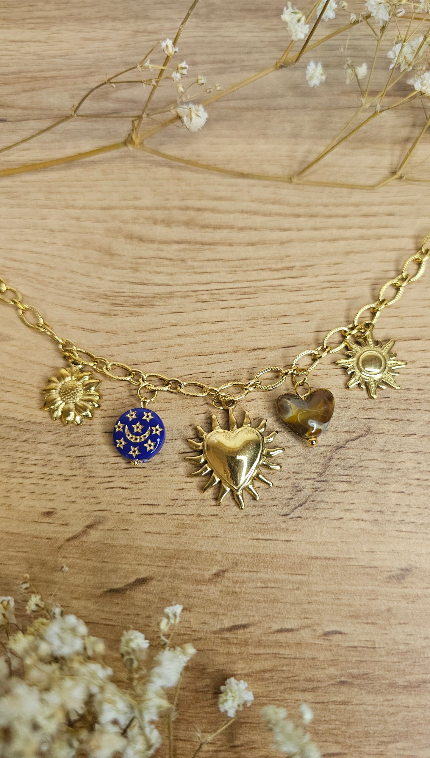 Bracelet à breloque Floral et cœur