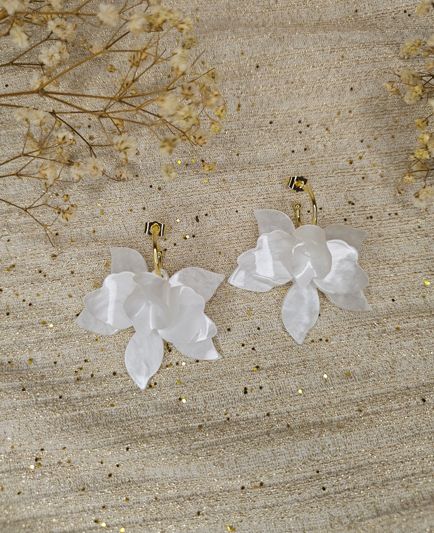 Boucles d'oreilles Orchidée blanche