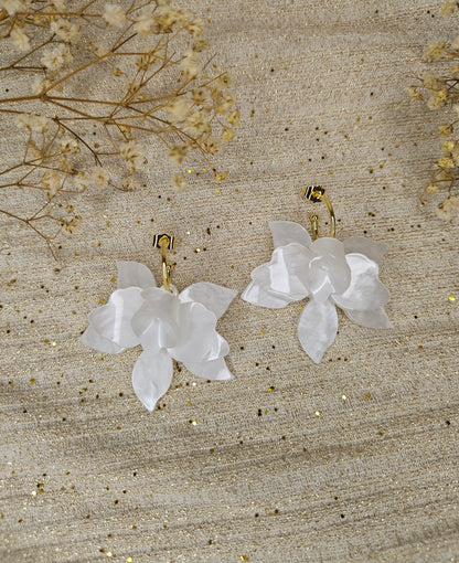 Boucles d'oreilles Orchidée blanche