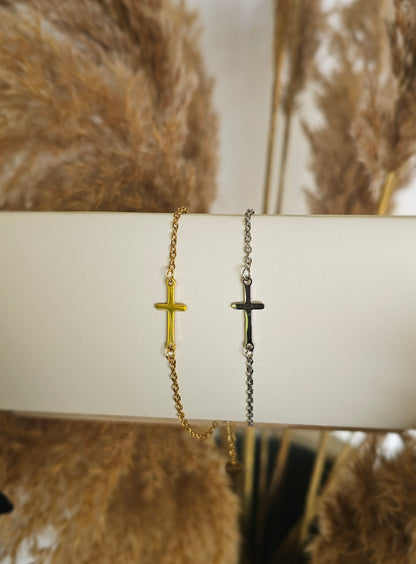 Bracelet acier croix - Argenté