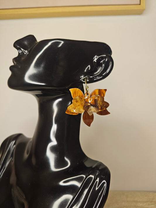 Boucles d'oreilles Orchidée d'ambre