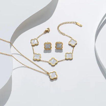 Parure trèfle blanc 2