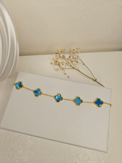 Bracelet trèfle bleu clair