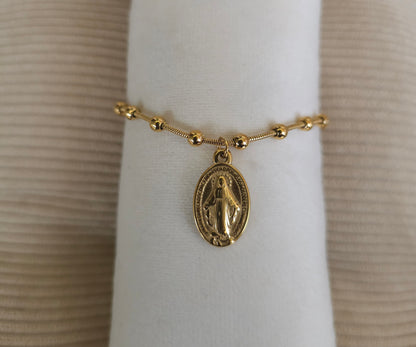 Bracelet médaille Vierge Miraculeuse - Doré