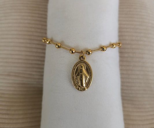 Bracelet médaille Vierge Miraculeuse - Doré