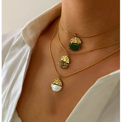 Collier Maë - Pierre naturelle Agathe vert
