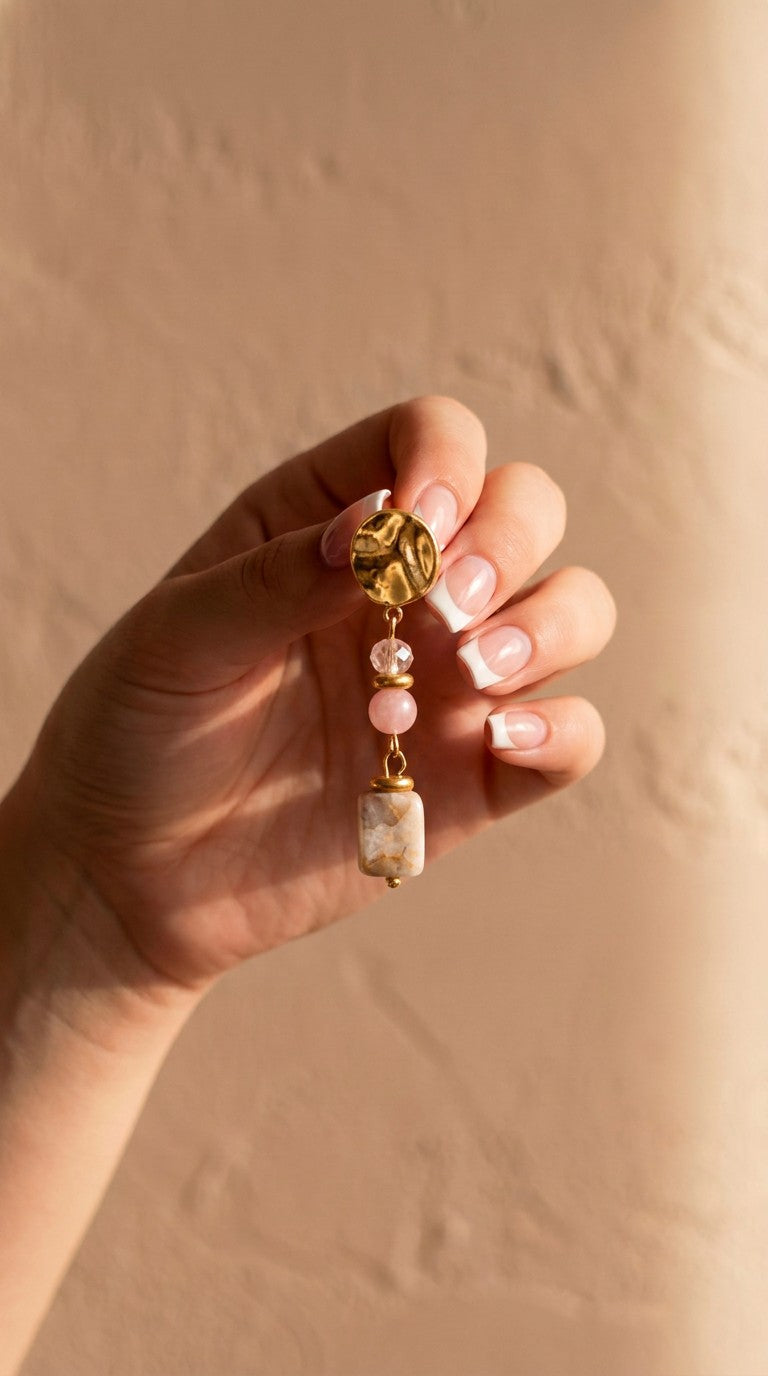 Boucles d'oreilles Howlite - Pierre naturelle