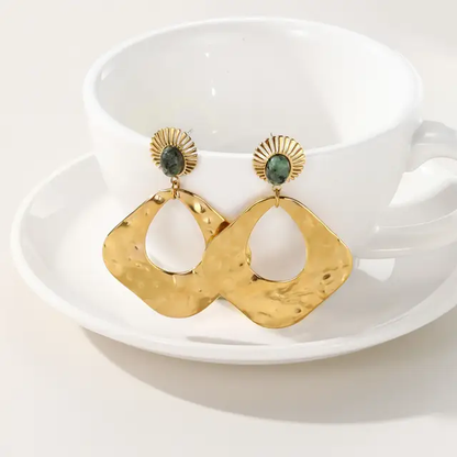 Boucle d'oreilles en JADE - plaqué or 18k