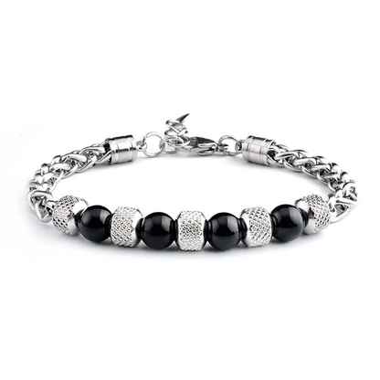 Bracelet homme argenté - Agate
