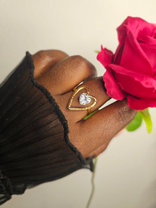 Bague coeur scintillant