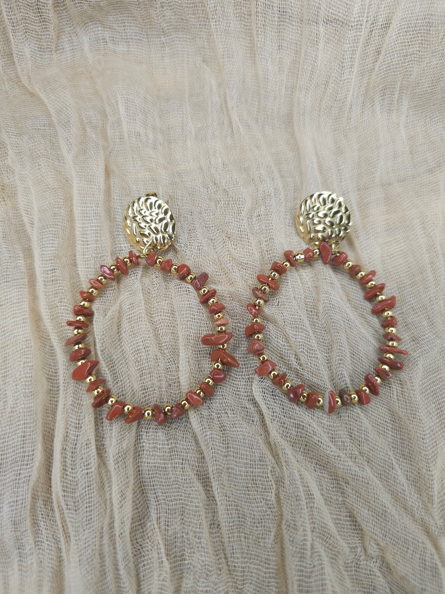 Boucles d'oreilles Jaspe Rouge