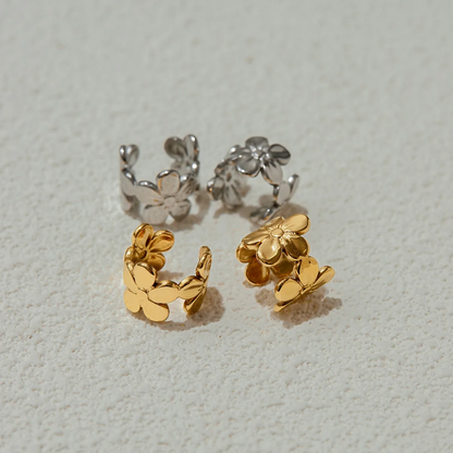 Earcuff floral doré