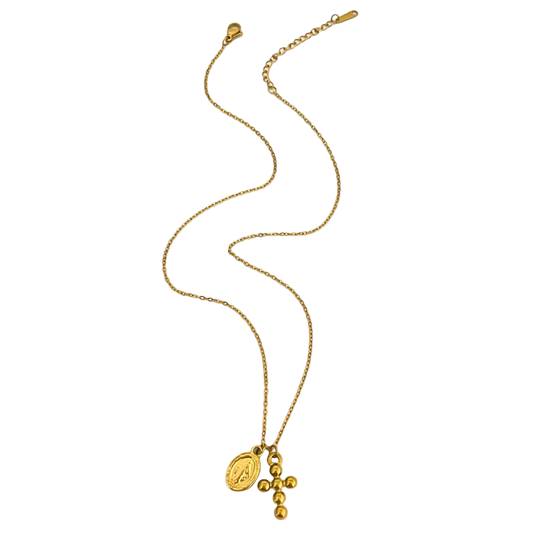 Collier Médaillon & Croix